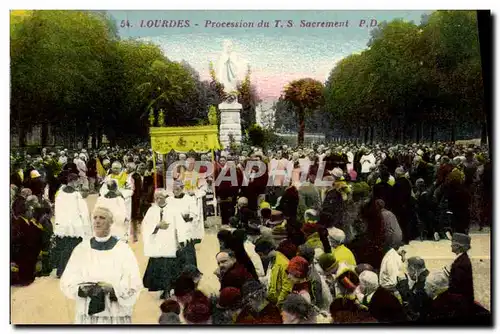 Ansichtskarte AK Lourdes Procession du TS Sacrement