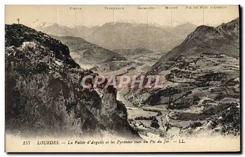 Ansichtskarte AK Lourdes La Vallee d&#39Argeles et les Pyrenees vues du Pic du Jer