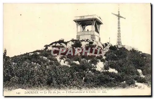 Cartes postales Lourdes Le Pic du Jer L&#39observatoire et la Croix