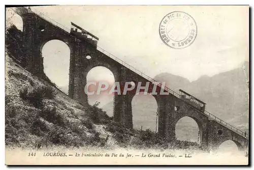 Cartes postales Lourdes Le Funiclaire du Pic du Jer Le grand viaduc