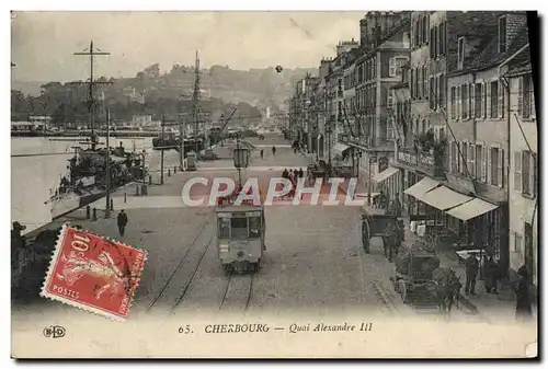 Cartes postales Cherbourg Quai Alexandre III Tramway