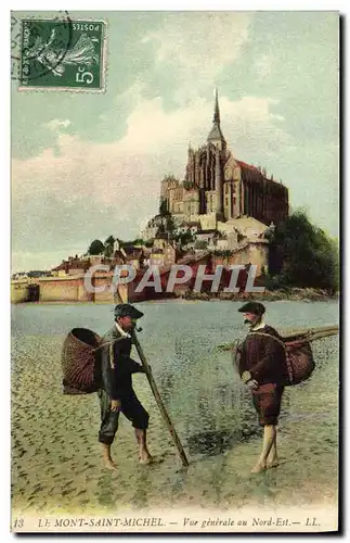 Ansichtskarte AK Le Mont Saint Michel Vue Generale Au Nord Est Peche Pecheur Folklore