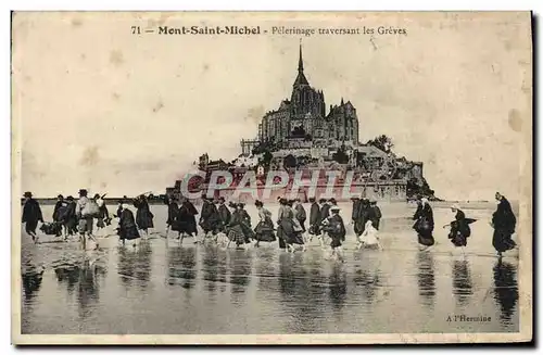 Cartes postales Mont Saint Michel Pelerinage traversant les greves