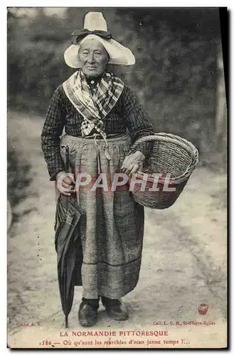 Ansichtskarte AK Normandie Femme au panier Marche