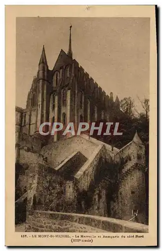 Cartes postales Le Mont St Michel La Merveille et Remparts du Cote Nord