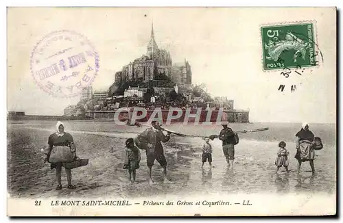 Cartes postales Le Mont Saint Michel Pecheurs des Greves et coquetieres Folklore