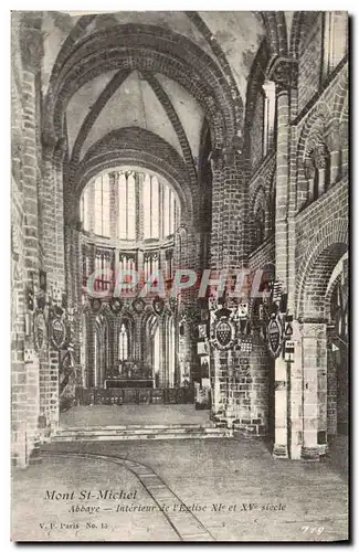 Cartes postales Le Mont Saint Michel Abbaye Interieur de l'eglise