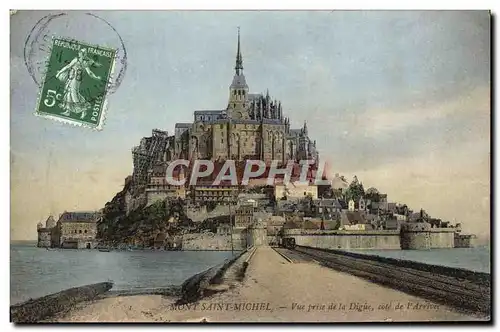 Cartes postales Le Mont Saint Michel Vue prise de la digue Cote de l&#39arriere Train