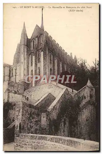 Cartes postales Mont St Michel La merveille et remparts du cote Nord