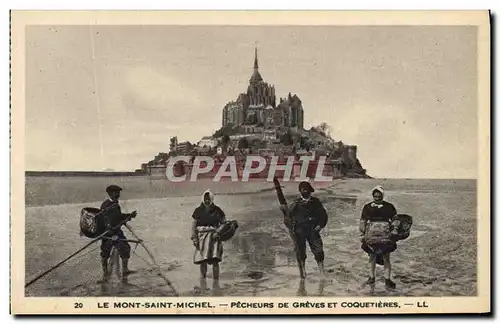 Cartes postales Mont St Michel Pecheurs de greves et coquetieres Peche