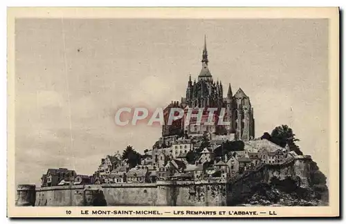 Ansichtskarte AK Mont St Michel Les Remparts Et L&#39Abbaye