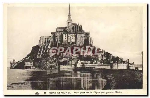 Ansichtskarte AK Mont St Michel Vue Prise de la Digue par grande maree