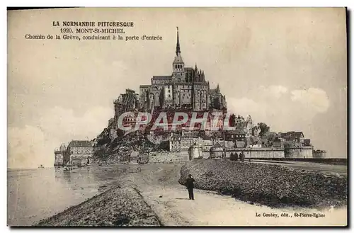 Ansichtskarte AK Mont St Michel Chemin de la Greve conduisant a la porte d&#39entree