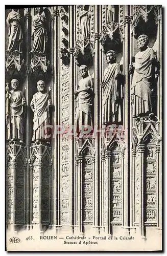 Cartes postales Rouen Cathedrale Portail de la Calende Statues d&#39apotres