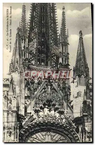 Cartes postales Rouen Cathedrale portail de la Calende Detail du sommet