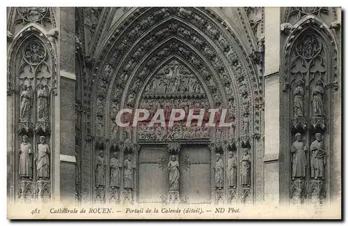 Cartes postales Rouen Cathedrale Portail de la Calende detail