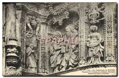 Cartes postales Rouen La Cathedrale Fragment du tombeau des cardinaux d&#39Amboise Statues de St Pierre et de St
