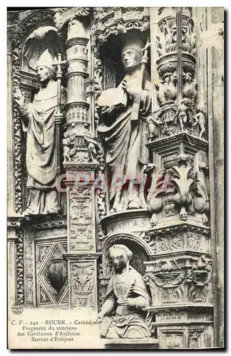 Ansichtskarte AK Rouen Cathedrale Fragment du tombeau des cardinaux d&#39Amboise Statues d&#39eveques