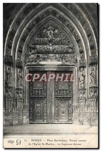 Cartes postales Rouen Place Barthelemy Portail Central de l&#39eglise St Maclou Le jugement dernier