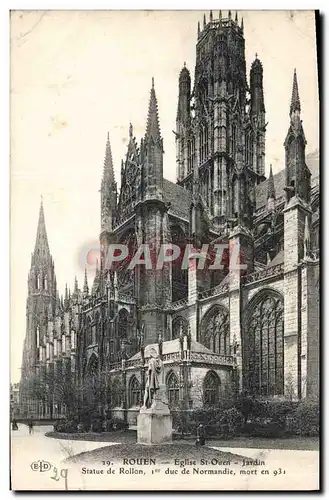 Cartes postales Rouen Eglise Saint Ouen Jardin Statue de Rollon 1er duc de Normandie