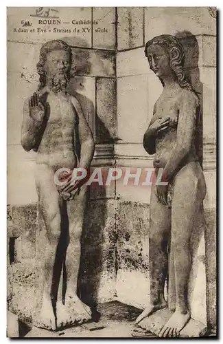 Ansichtskarte AK Rouen Cathedrale Adam et Eve