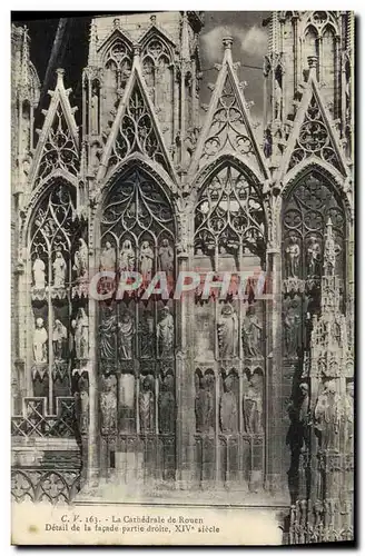 Cartes postales Cathedrale de Rouen Detail de la facade partie droite