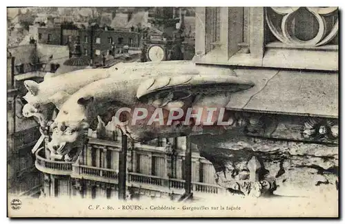 Ansichtskarte AK Rouen Cathedrale Gargouilles sur la facade