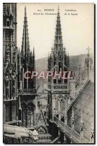 Ansichtskarte AK Rouen Cathedrale Detail des clochetons de la facade Gargouille