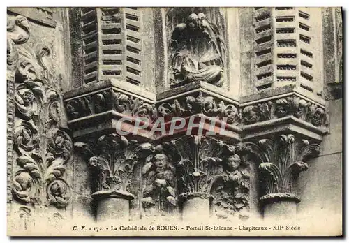 Cartes postales Cathedrale de Rouen Portail Saint Etienne Chapiteaux