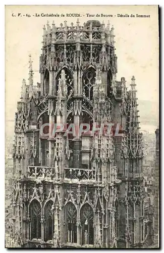 Cartes postales Cathedrale de Rouen Tour de Beurre Details du sommet