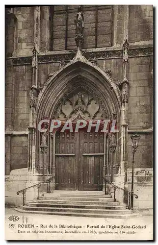 Cartes postales Rouen Rue de la Bibliotheque Portail de l&#39Eglise Saint Godard