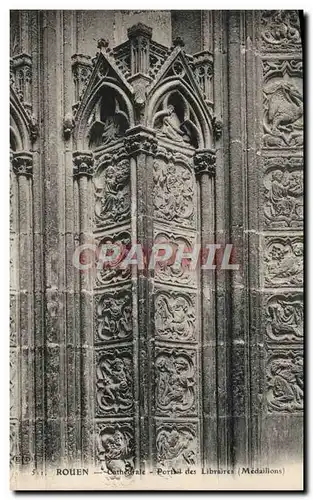 Cartes postales Rouen Cathedrale Portail des Libraires Medaillons