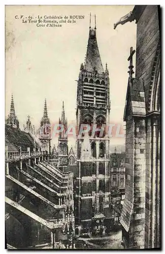 Cartes postales La Cathedrale de Rouen La Tour Saint Romain cote de la cour d&#39Albane