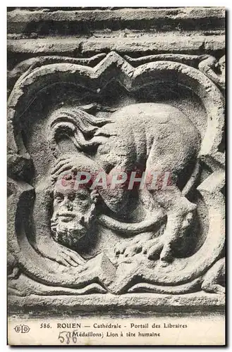 Ansichtskarte AK Rouen Cathedrale Portail des Libraires Medaillons Lion a tete humaine