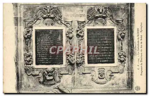 Cartes postales La Cathedrale de Rouen Fragment du tombeau du duc de Breze Epitaphes