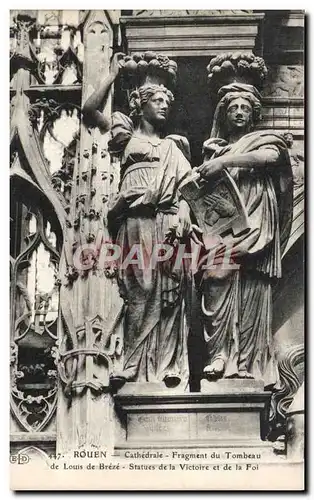 Cartes postales Rouen Cathedrale Fragment du Tombeau de Louis Breze Statues de la victoire et de la foi