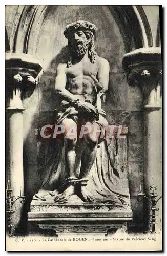 Cartes postales La Cathedrale de Rouen Interieur statue de precieux sang