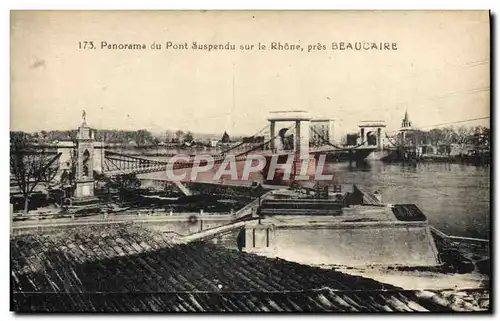 Cartes postales Beaucaire Panorama du Pont Suspendu sur le Rhone