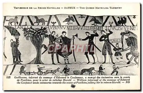 Ansichtskarte AK Tapisserie de la Reine Mathilde Bayeux Guillaume informe du message d&#39Edouard le Confesseur