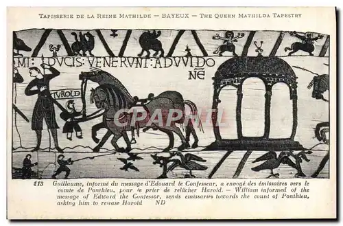 Cartes postales Tapisserie de la Reine Mathilde Bayeux Guillaume informe du message d'Edouard le confesseur