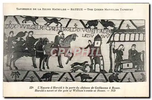 Cartes postales Tapisserie de la Reine Mathilde Bayeux L&#39escorte d&#39Harold a la porte du chateau de Guillau