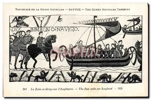 Cartes postales Tapisserie de la Reine Mathilde Bayeux La flotte se dirige sur l'Angleterre