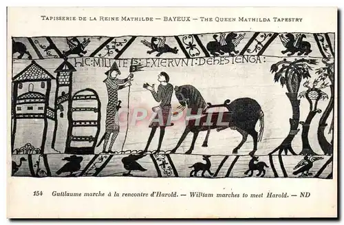 Cartes postales Tapisserie de la Reine Mathilde Bayeux Guillaume marche a la rencontre d&#39Harold