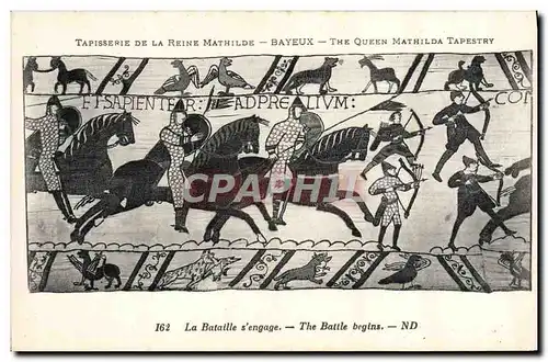 Cartes postales Tapisserie de la Reine Mathilde Bayeux La bataille s'engage