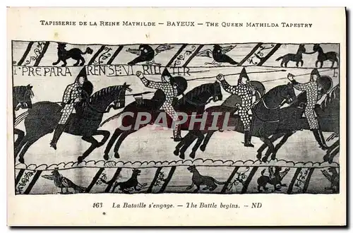 Cartes postales Tapisserie de la Reine Mathilde Bayeux La bataille s&#39engage