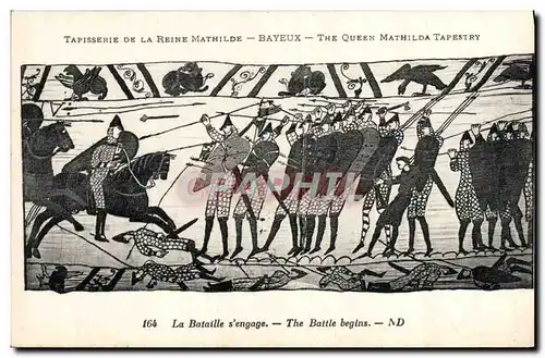 Cartes postales Tapisserie de la Reine Mathilde Bayeux La bataille s'engage