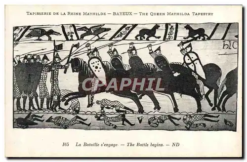 Cartes postales Tapisserie de la Reine Mathilde Bayeux La bataille s'engage