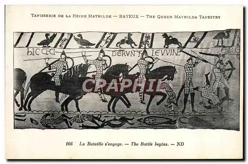 Cartes postales Tapisserie de la Reine Mathilde Bayeux La bataille s&#39engage