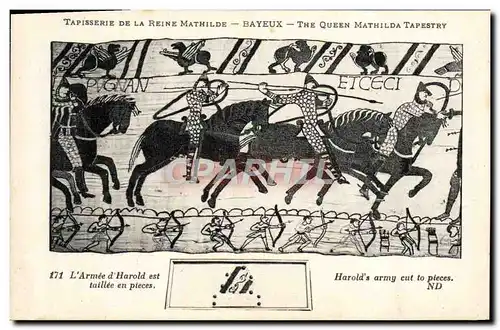 Cartes postales Tapisserie de la Reine Mathilde Bayeux L'armee d'Harold est taillee en pieces
