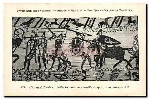 Cartes postales Tapisserie de la Reine Mathilde Bayeux L'armee d'Harold est taillee en pieces